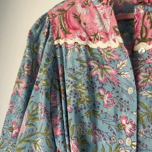 Anthropologie Blue and Pink Floral Dress - Picture 4 of 4